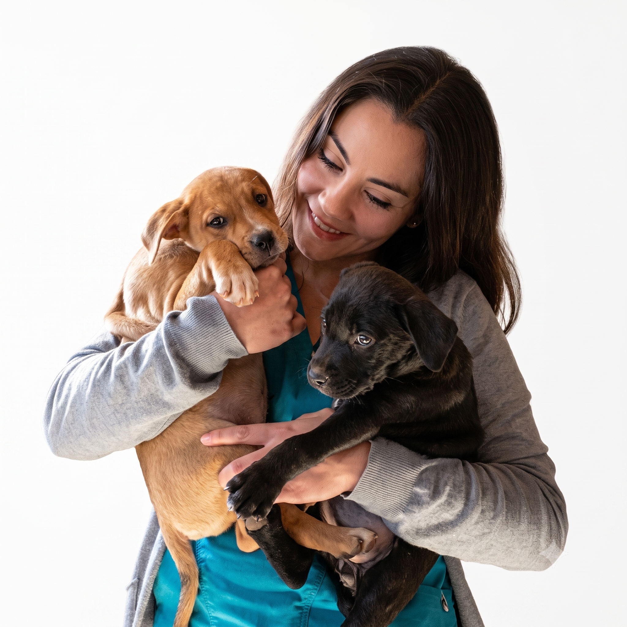 Nicol Millahueque con cachorros